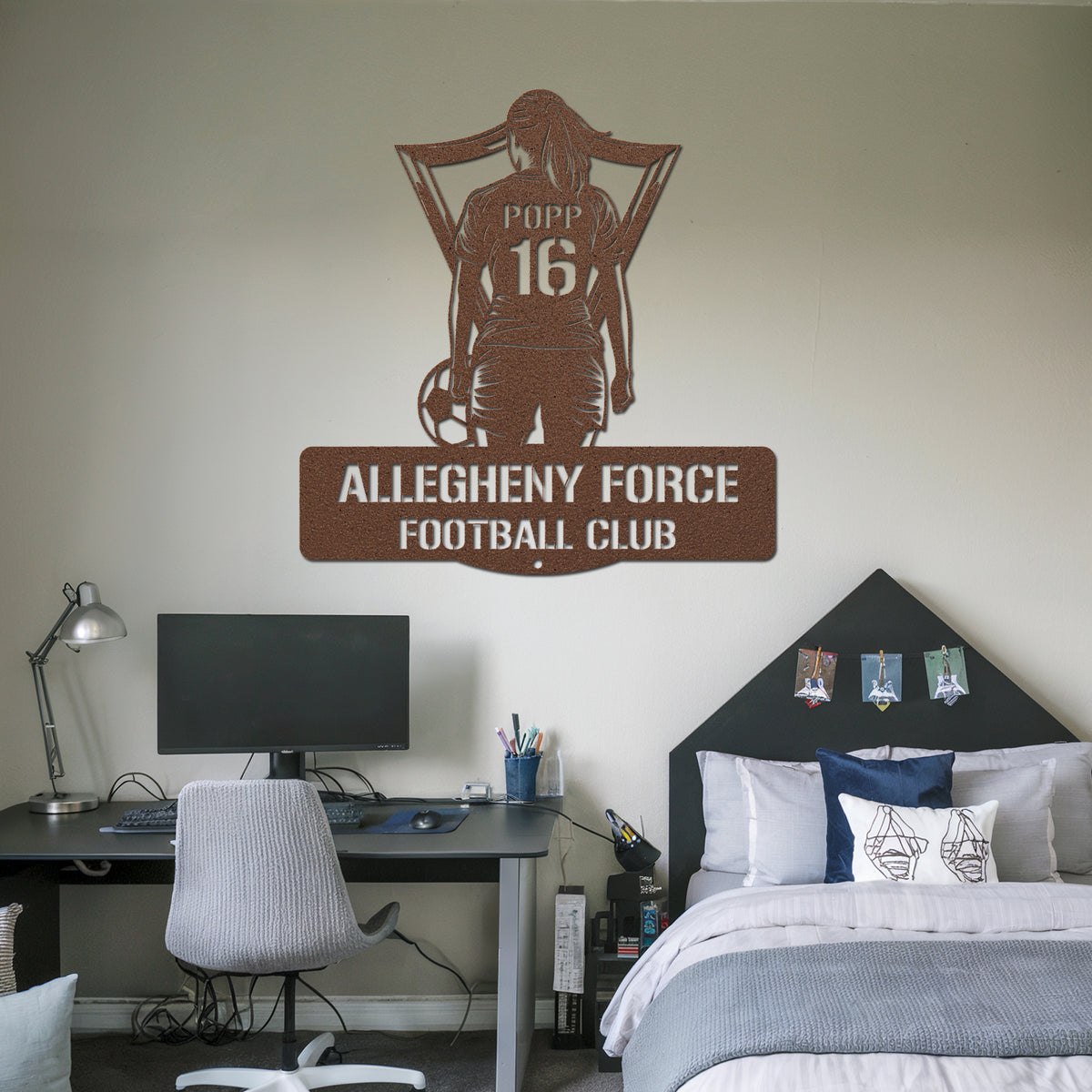 Women's Soccer Metal Sign - Copper