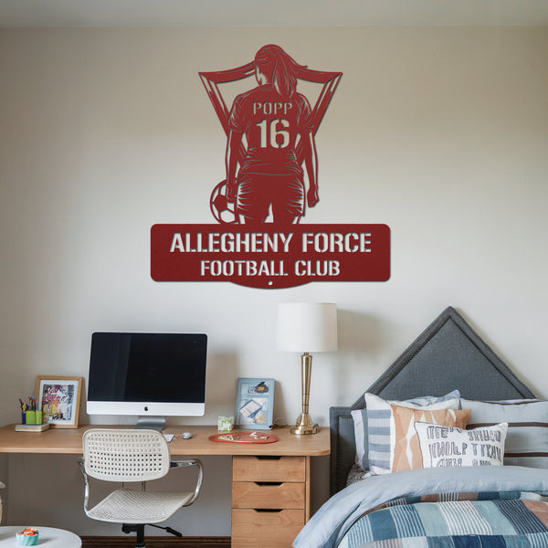 Women's Soccer Metal Sign - Red
