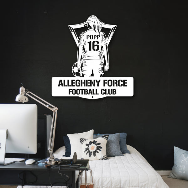 Women's Soccer Metal Sign - White